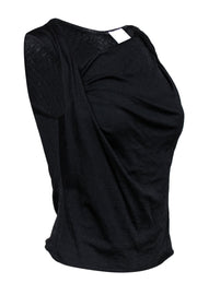 Current Boutique-Armani Collezioni - Black Silky Twisted & Draped Tank Sz 6