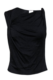 Current Boutique-Armani Collezioni - Black Silky Twisted & Draped Tank Sz 6