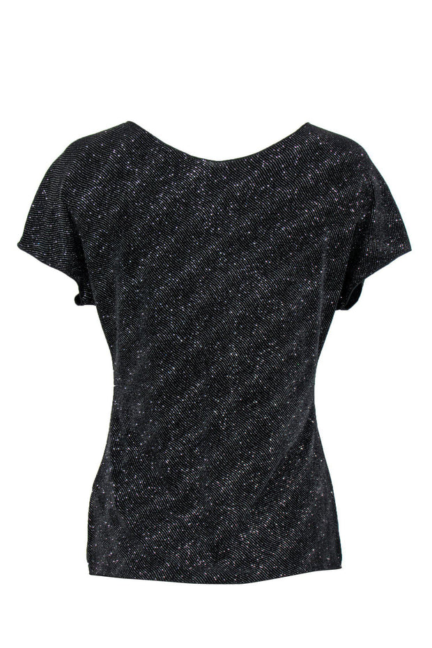 Current Boutique-Armani Collezioni - Black Sparkly Short Sleeve Blouse Sz 8