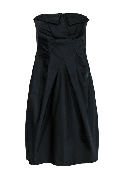 Current Boutique-Armani Collezioni - Black Strapless A-Line Asymmetric Pleated Dress Sz 4