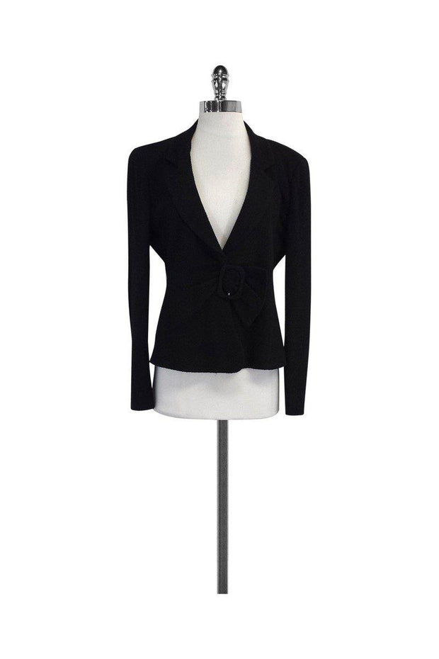 Current Boutique-Armani Collezioni - Black Textured Bow Blazer Sz 10