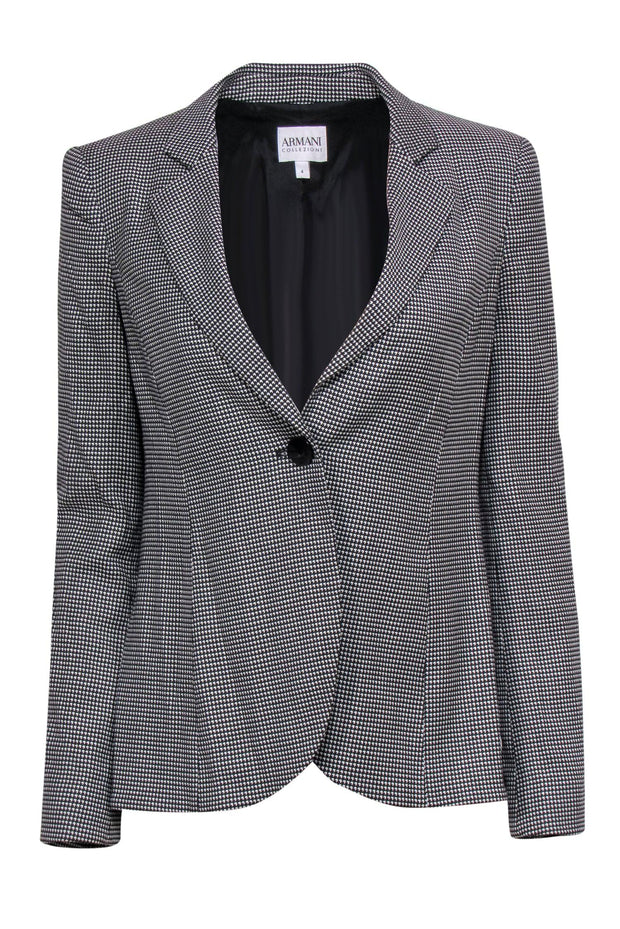 Current Boutique-Armani Collezioni - Black & White Houndstooth Wool Blazer Sz 4