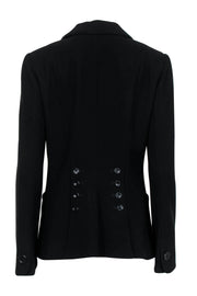 Current Boutique-Armani Collezioni - Black Wool Blazer w/ Back Buttons & Rope Trim Sz 8