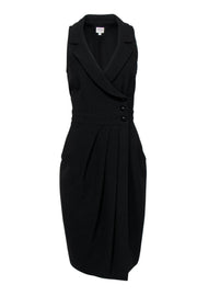 Current Boutique-Armani Collezioni - Black Wool Tuxedo Dress w/ Tulip Hem Sz 8