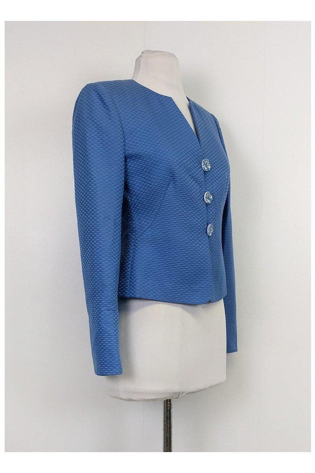 Current Boutique-Armani Collezioni - Blue Textured Blazer Sz 4