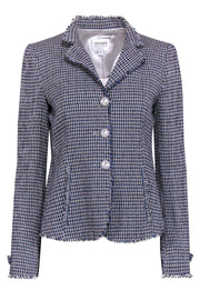 Current Boutique-Armani Collezioni - Blue & White Patterned Tweed Jacket w/ Anchor Buttons Sz 6