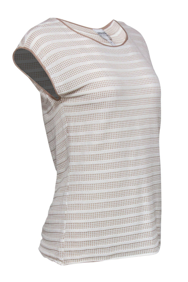 Current Boutique-Armani Collezioni - Cream & Beige Tank w/ Stripes & Squares Sz 10