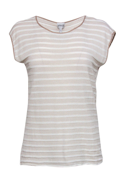 Current Boutique-Armani Collezioni - Cream & Beige Tank w/ Stripes & Squares Sz 10