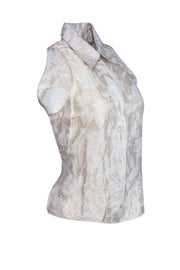 Current Boutique-Armani Collezioni - Cream & Tan Floral Button Down Sz L