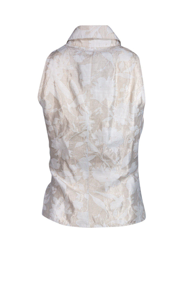 Current Boutique-Armani Collezioni - Cream & Tan Floral Button Down Sz L