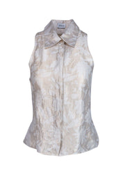 Current Boutique-Armani Collezioni - Cream & Tan Floral Button Down Sz L