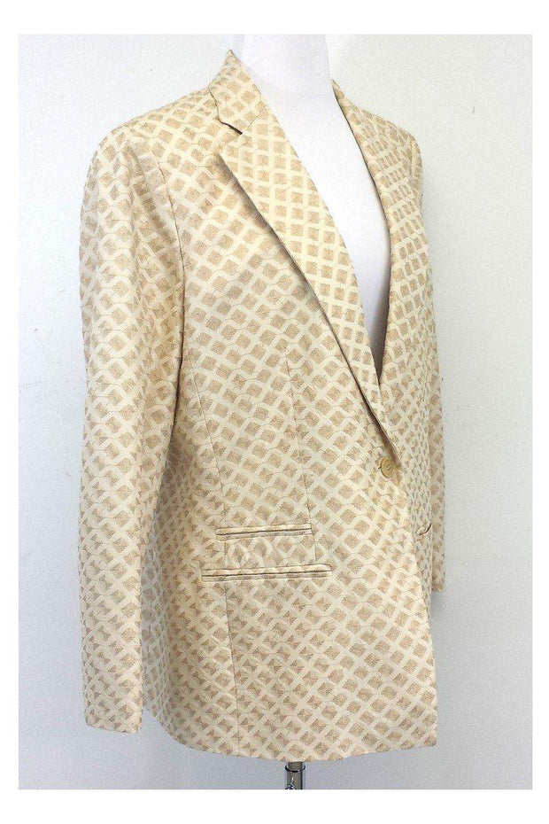 Current Boutique-Armani Collezioni - Cream & Tan Swirl Print Blazer Sz 16