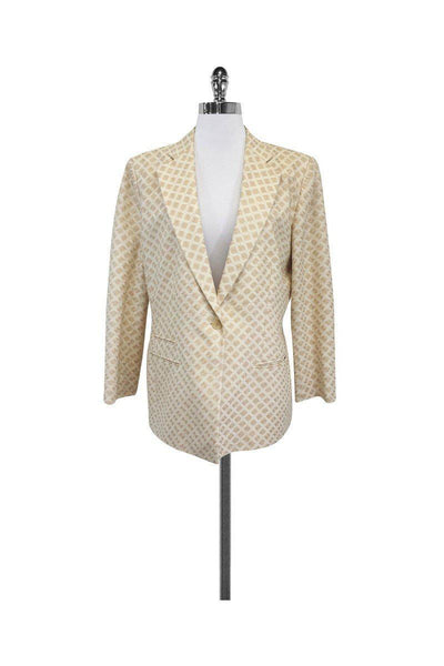 Current Boutique-Armani Collezioni - Cream & Tan Swirl Print Blazer Sz 16