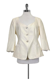 Current Boutique-Armani Collezioni - Cream Textured Silk Blend Blazer Sz 10