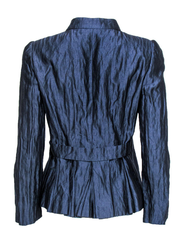 Current Boutique-Armani Collezioni - Metallic Blue Silk Jacket Sz 6