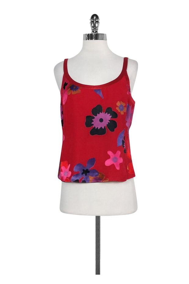 Current Boutique-Armani Collezioni - Red Floral Silk Tank Sz 8