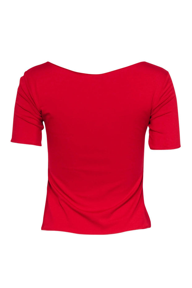 Current Boutique-Armani Collezioni - Red Short Sleeve Cropped Tee Sz 6