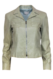 Current Boutique-Armani Collezioni - Seafoam Green Textured Shiny Leather Jacket Sz 6