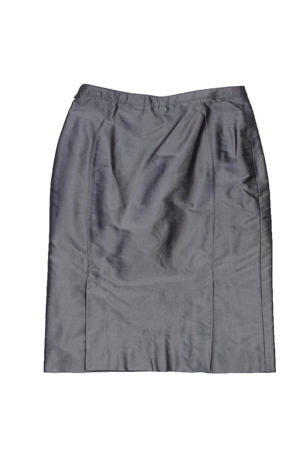 Current Boutique-Armani Collezioni - Silk Grey Blue Pencil Skirt Sz 2