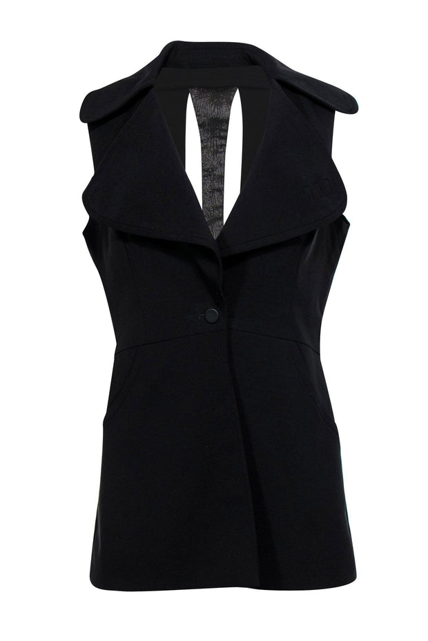 Current Boutique-Arzu Kaprol - Black Cutout Back Vest w/ Silver Detailing Sz M