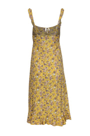 Current Boutique-Auguste - Light Yellow Floral Print Sleeveless Midi Dress Sz 2