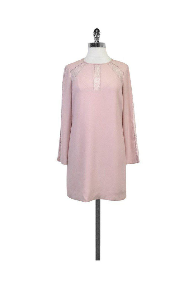 Current Boutique-BCBG - Blush Lace Shift Long Sleeve Dress Sz XXS