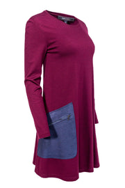 Current Boutique-BCBG - Burgundy Shift Dress w/ Leather Pockets Sz XS