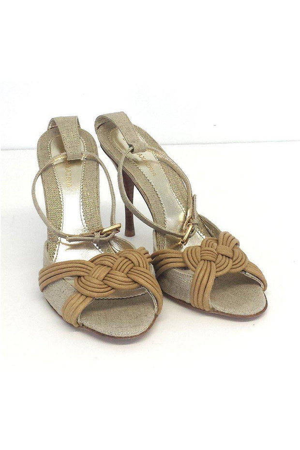 Current Boutique-BCBG Max Azria - Beige Metallic Tweed Heels w/ Sailors Knot Sz 7