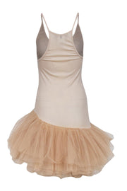 Current Boutique-BCBG Max Azria - Beige Ribbed Tank Dress w/ Asymmetrical Tutu Tulle Hem Sz M