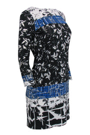 Current Boutique-BCBG Max Azria - Black & Blue Abstract Print Silk Dress Sz XS