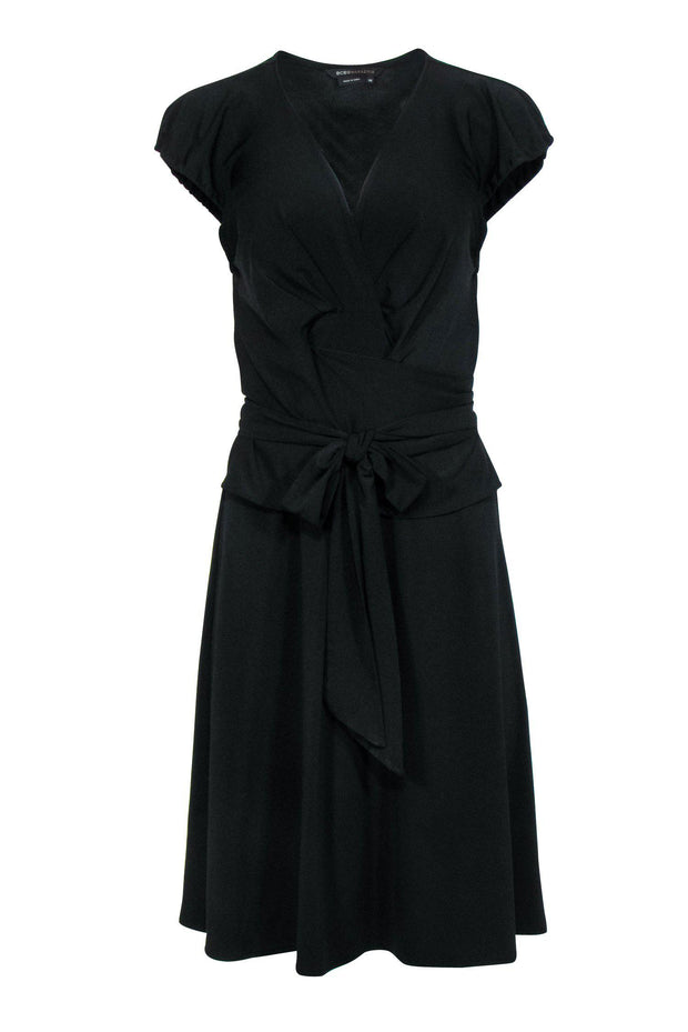 Current Boutique-BCBG Max Azria - Black Cap Sleeve Wrap Dress Sz XS