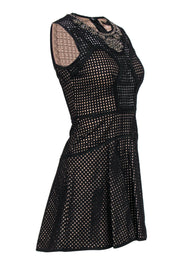 Current Boutique-BCBG Max Azria - Black Cotton Eyelet Embellished A-Line Dress Sz 0