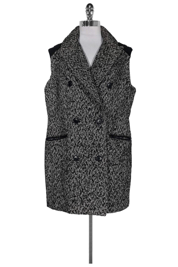 Current Boutique-BCBG Max Azria - Black & Cream Roxy Vest Coat Sz L