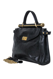 Current Boutique-BCBG Max Azria - Black Crocodile Embossed Convertible Satchel