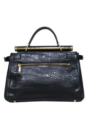 Current Boutique-BCBG Max Azria - Black Crocodile Embossed Convertible Satchel