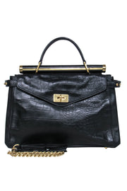 Current Boutique-BCBG Max Azria - Black Crocodile Embossed Convertible Satchel