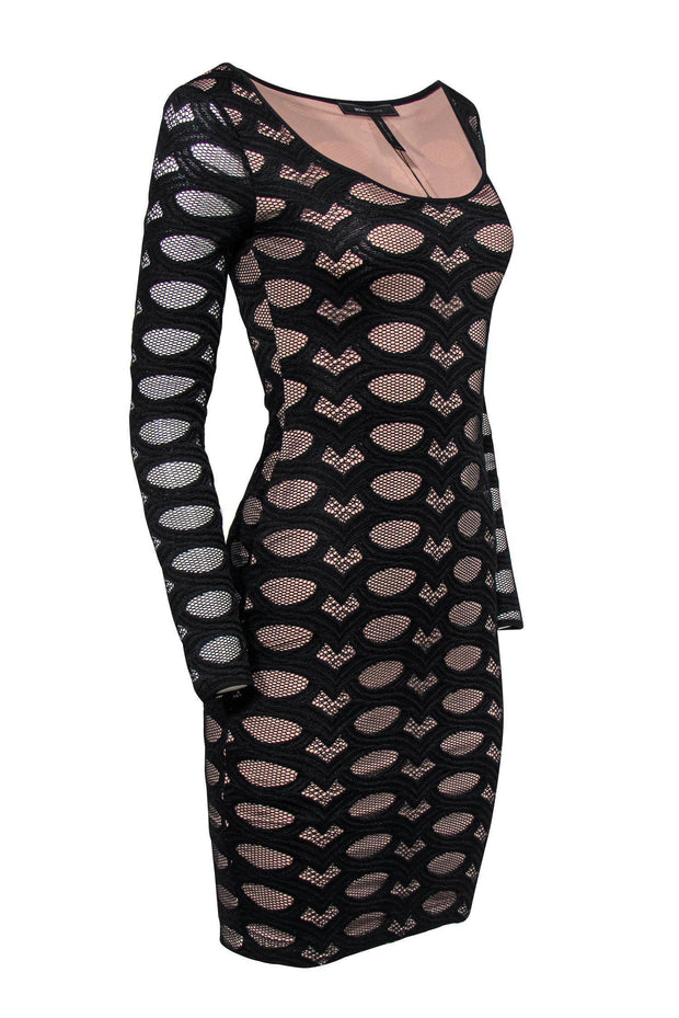 Current Boutique-BCBG Max Azria - Black Embroidered Mesh Bodycon Dress Sz XXS