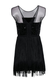 Current Boutique-BCBG Max Azria - Black Fringe Sleeveless “Melly” Sheath Dress w/ Sequin Bodice Sz 2