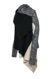 Current Boutique-BCBG Max Azria - Black, Gray & White Draped Knit Zip-Up Cardigan Sz M