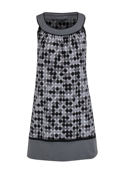 Current Boutique-BCBG Max Azria - Black & Grey Circle Print Sleeveless Shift Dress Sz XS