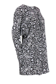 Current Boutique-BCBG Max Azria - Black & Grey Leopard Print Dolman Sleeve Shift Dress Sz S