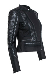 Current Boutique-BCBG Max Azria - Black "Jaison" Cropped Moto Jacket w/ Embellishments Sz XS