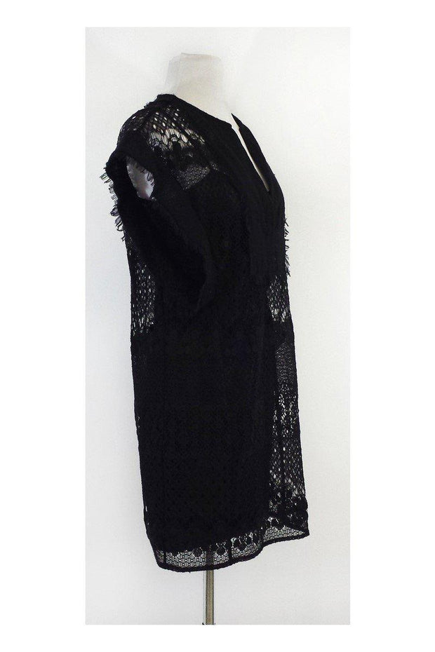 Current Boutique-BCBG Max Azria - Black Lace & Fringe Shift Dress Sz XXS