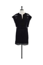 Current Boutique-BCBG Max Azria - Black Lace & Fringe Shift Dress Sz XXS