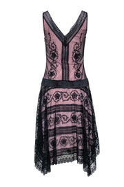 Current Boutique-BCBG Max Azria - Black Lace Overlay Drop Waist Dress w/ Handkerchief Hem Sz 6