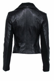 Current Boutique-BCBG Max Azria - Black Leather Cropped Moto Jacket Sz XS