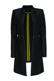 Current Boutique-BCBG Max Azria - Black Midi “Arelia” Coat w/ Zipper Detail Sz XXS