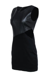 Current Boutique-BCBG Max Azria - Black Mini Dress w/ Faux Leather Top & Knit Skirt Sz M