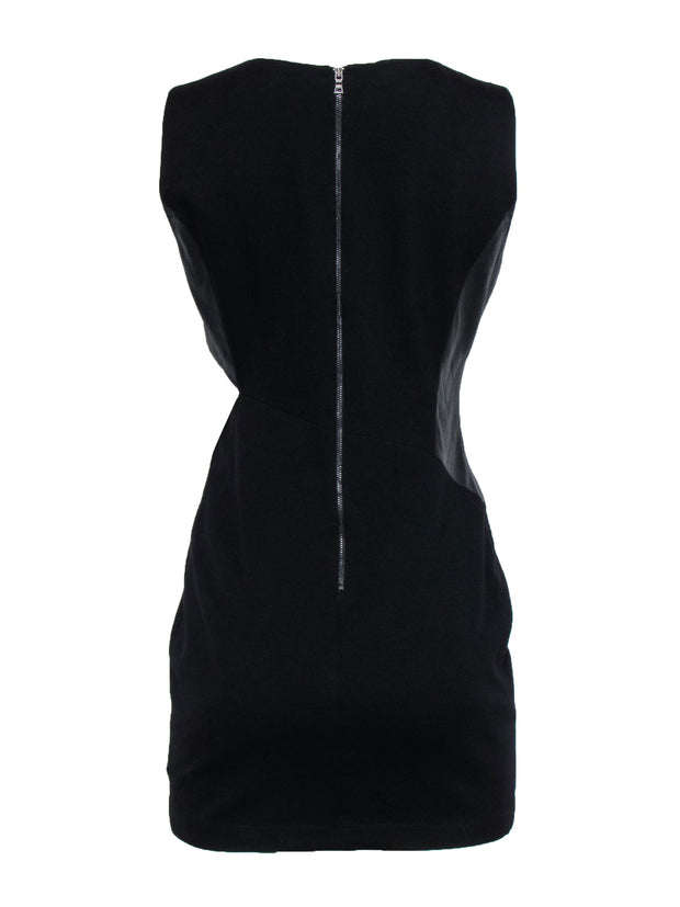 Current Boutique-BCBG Max Azria - Black Mini Dress w/ Faux Leather Top & Knit Skirt Sz M