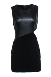 Current Boutique-BCBG Max Azria - Black Mini Dress w/ Faux Leather Top & Knit Skirt Sz M